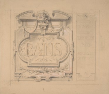 Design for an ornamental plaque for a bath house, 1830-97.