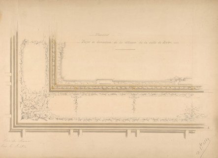 Design for ceiling decoration in the residence of the Duc de Massa on the rue la Boétie, Paris, 1889.