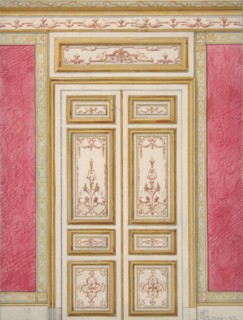 Design for double doors decorated in the rococo style, 1867.
