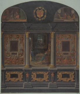 Design for painted wall decoration in the Chateau de Lude, Sarthe, second half 19th century.