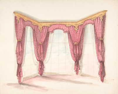 Design for Red Curtains with a Gold Pelmet, early 19th century.