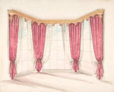 Design for Red Curtains with a Gold Pelmet, early 19th century.