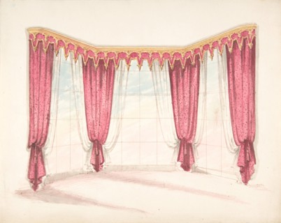 Design for Red Curtains with a Red and Gold Pelmet, early 19th century.