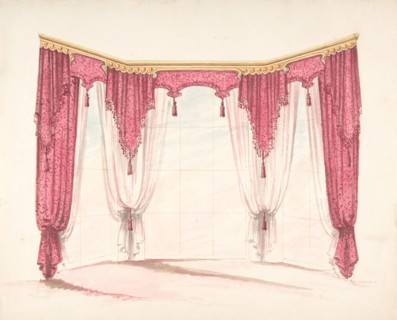 Design for Red Curtains with Red Fringes and a Gold Pediment, early 19th century.