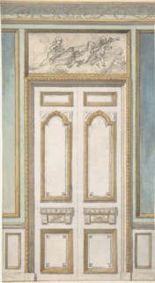 Design for Single Door and Overdoor Panel with Cupids Bearing a Violin, second half 19th century.