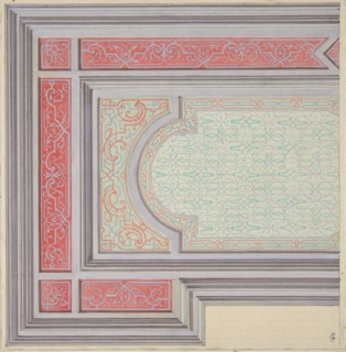 Design for the decoration of a ceiling in strapwork and rinceaux, 1830-97.