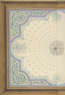 Design for the decoration of a ceiling with strapwork and rinceaux, 1830-97.