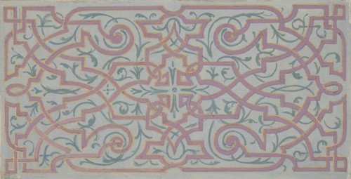 Design for the decoration of a ceiling with strapwork, 1830-97.