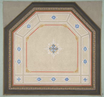 Design for the decoration of a pentagonal ceiling, 1830-97.