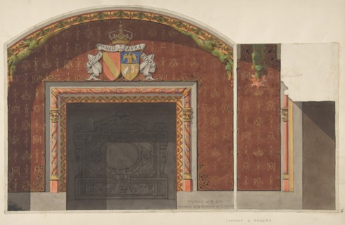 Design for the decoration of the fireplace in the library of the Chateau de Mouchy, second half 19th century.