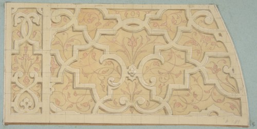 Design for the decoration of the stairway in the Chateau d'Ognon of M. de Machy (Oise, France), second half 19th century.