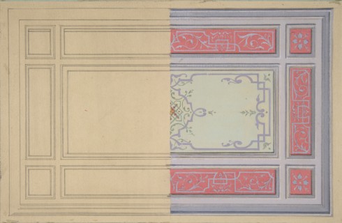 Design for the painted decoration of a ceiling in strapwork and rinceaux, second half 19th century.