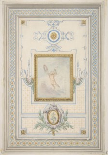 Design for the painted decoration of a ceiling with the monogram: AS, 1830-97.