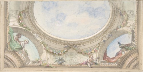 Design for Trompe L'Oeil Ceiling for Dining Room, Hôtel de Trévise, 1850-1910.