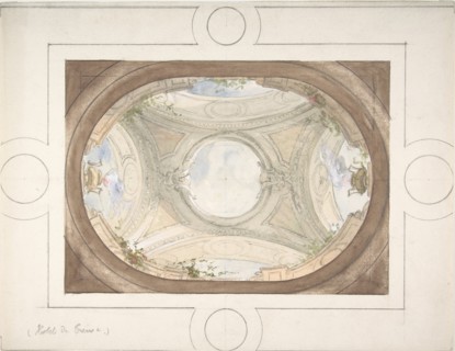 Design for Trompe L'Oeil Ceiling for Dining Room, Hôtel de Trévise, 1850-1910.