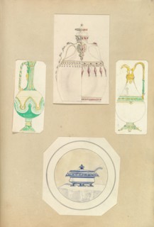 Designs for Two Ewers, a Carafe (two alternate designs), and a Covered Tureen, 1845-55.