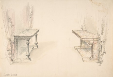 Designs for Two Marble Pier Tables with Draperies, early 19th century.