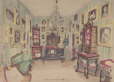 Drawing of an Interior: Cabinet du Salon, 1857.