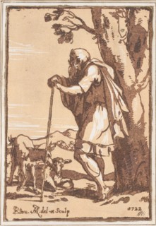 Elderly Shepherd Leaning on a Staff, 1722.