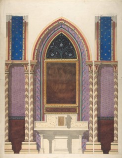 Elevation of a design for an altar and painted wall decoration, second half 19th century.