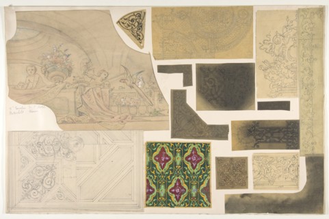 Fifteen Sketches for Ceiling and Cove Designs, Hôtel Rothschild, Vienna, second half 19th century.