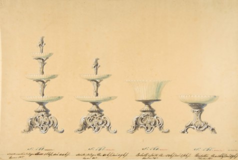 Four Designs for Tiered Serving Dishes, 19th century.