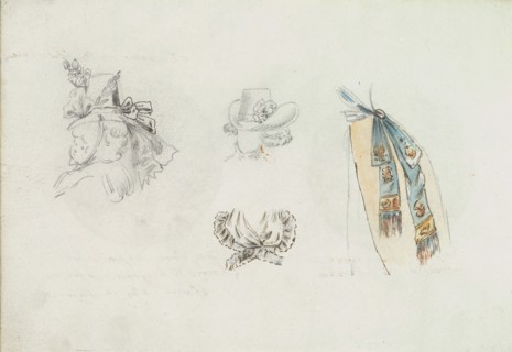 Four Designs of Costume Accessories, ca. 1785-90.