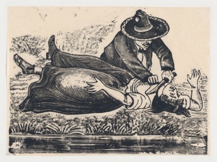 Francisco Guerrero, the waistcoat maker and cut throat, murdering a woman, ca. 1905-1910.