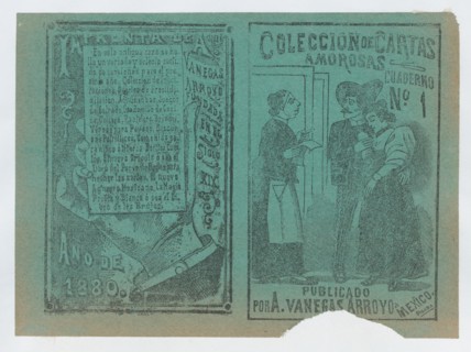 Front and back covers printed on the same sheet for a collection of love letters (number 1), ca. 1900-1910.