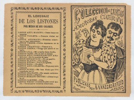 Front and back covers printed on the same sheet for a collection of love letters (number 11), ca. 1900-1910.