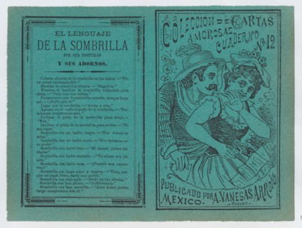 Front and back covers printed on the same sheet for a collection of love letters (number 12), ca. 1900-1910.
