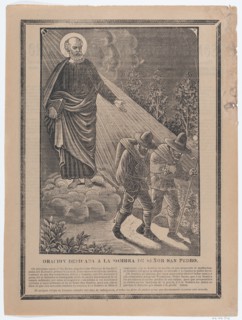 Indulgence with an image of St Peter watching over two pilgrims, ca. 1900-1910.