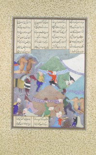 Isfandiyar's Sixth Course: He Comes Through the Snow, Folio 438r from the Shahnama (Book of Kings) of Shah Tahmasp, ca. 1525-30.