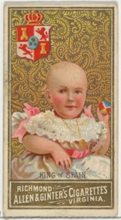 King of Spain, from World's Sovereigns series (N34) for Allen & Ginter Cigarettes, 1889.