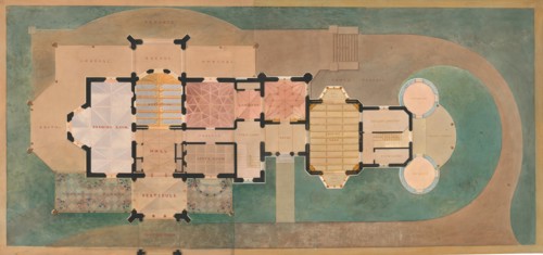 Lyndhurst for George Merritt, Tarrytown, New York (first floor plan), 1865.
