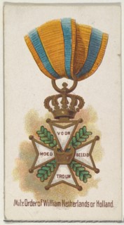 Military Order of William Netherlands of Holland, from the World's Decorations series (N30) for Allen & Ginter Cigarettes, 1890.