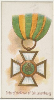 Order of the Crown of Oak, Luxembourg, from the World's Decorations series (N30) for Allen & Ginter Cigarettes, 1890.