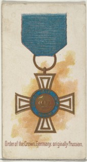 Order of the Crown, Germany, originally Prussian, from the World's Decorations series (N30) for Allen & Ginter Cigarettes, 1890.