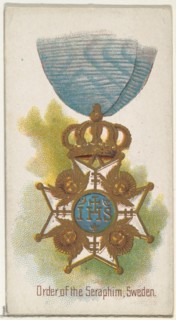 Order of the Seraphim, Sweden, from the World's Decorations series (N30) for Allen & Ginter Cigarettes, 1890.