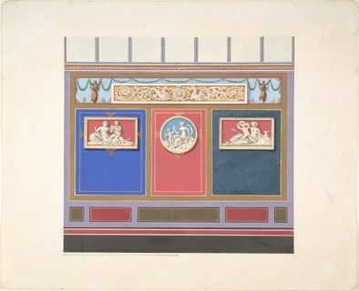 Painted Wall Decor Featuring Three Medallions, 19th century.
