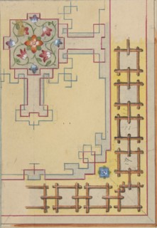 Partial design for ceiling decorated in chinese motifs, 1830-97.