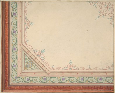 Partial design for the painted decoration of a ceiling, 1840-97.