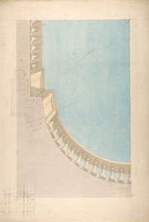 Perspectival study for one quadrant of a ceiling design including a trompe l'oeil balustrade, second half 19th century.