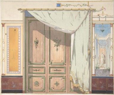 Pompeiian Design for Doorway and Wall with Curtain (possibly for Deepdene, Dorking, Surrey), second half 19th century.