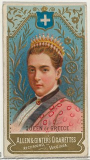 Queen of Greece, from World's Sovereigns series (N34) for Allen & Ginter Cigarettes, 1889.