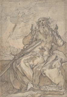 Saint Paul Seated, with his Conversion in the Background; Verso: Figure Sketch, late 16th-mid-17th century.