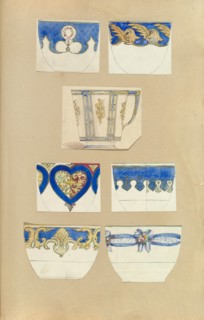 Seven Designs for Decorated Cups, 1845-55.