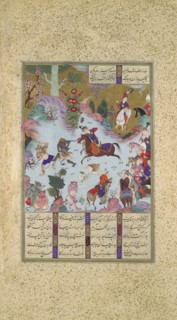 Tahmuras Defeats the Divs, Folio 23v from the Shahnama (Book of Kings) of Shah Tahmasp, ca. 1525.