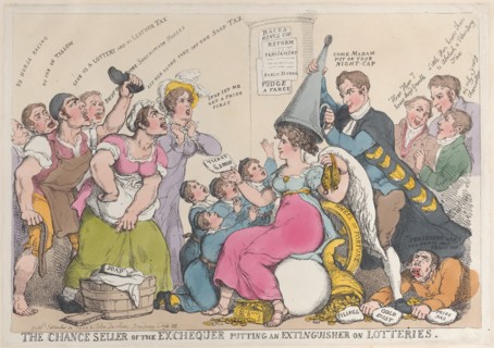 The Chance Seller of the Exchequer Putting an Extinguisher on Lotteries, September 18, 1823.