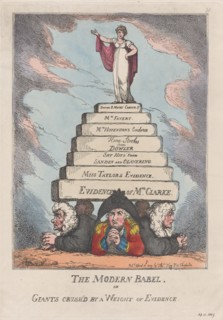 The Modern Babel, or Giants Crushed by a Weight of Evidence, April 11, 1809.